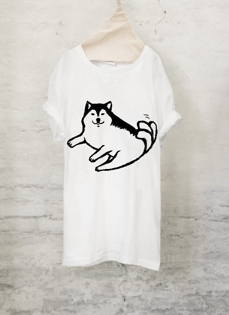 柴犬 Tシャツ しっぽふりふり  Shiba Inu T-shirt (White/Gray)【DOG】 - 女装 T 恤 - 棉．麻 白色