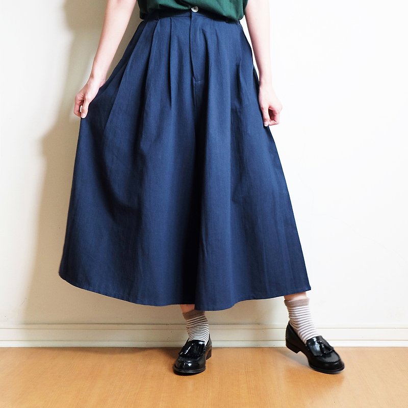 cotton wide pants : navy - 女装长裤 - 棉．麻 蓝色
