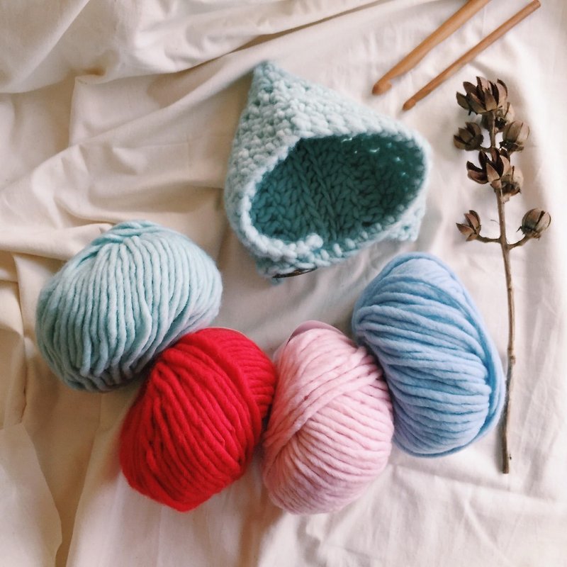 手织材料包－小精灵盖耳帽幼粉色 - 编织/刺绣/羊毛毡/裁缝 - 羊毛 