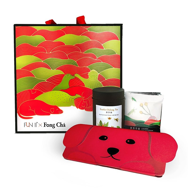 丰趣礼盒(绯红乌龙散茶+蜜香乌龙袋茶)｜FUN ll x Fong Cha - 茶 - 纸 红色