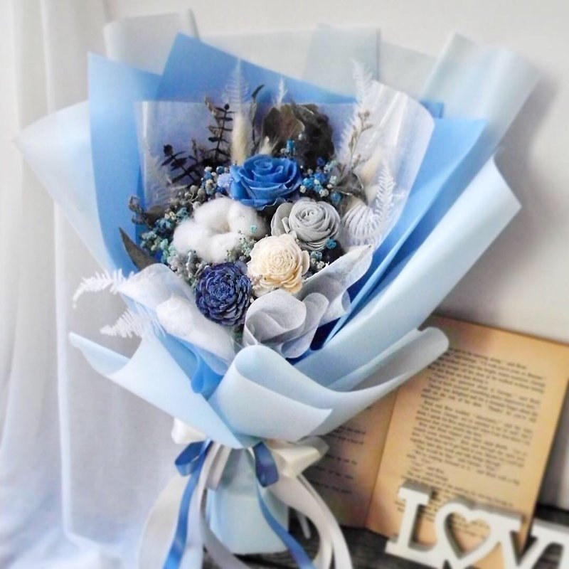 蓝色控最爱 永生干燥花束 - 干燥花/捧花 - 植物．花 蓝色