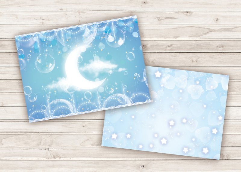 (Wrapping Paper) Moon(2) - 卡片/明信片 - 纸 蓝色