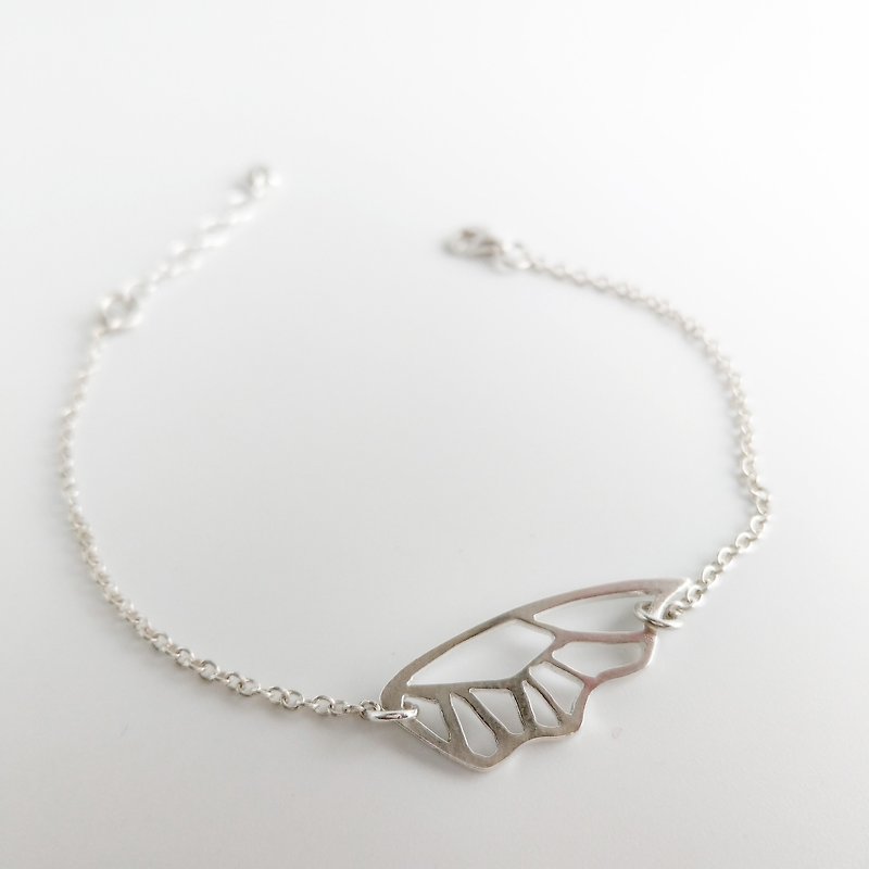 镂空 蝴蝶 翅膀 纯银手链 - 手链/手环 - 其他金属 银色