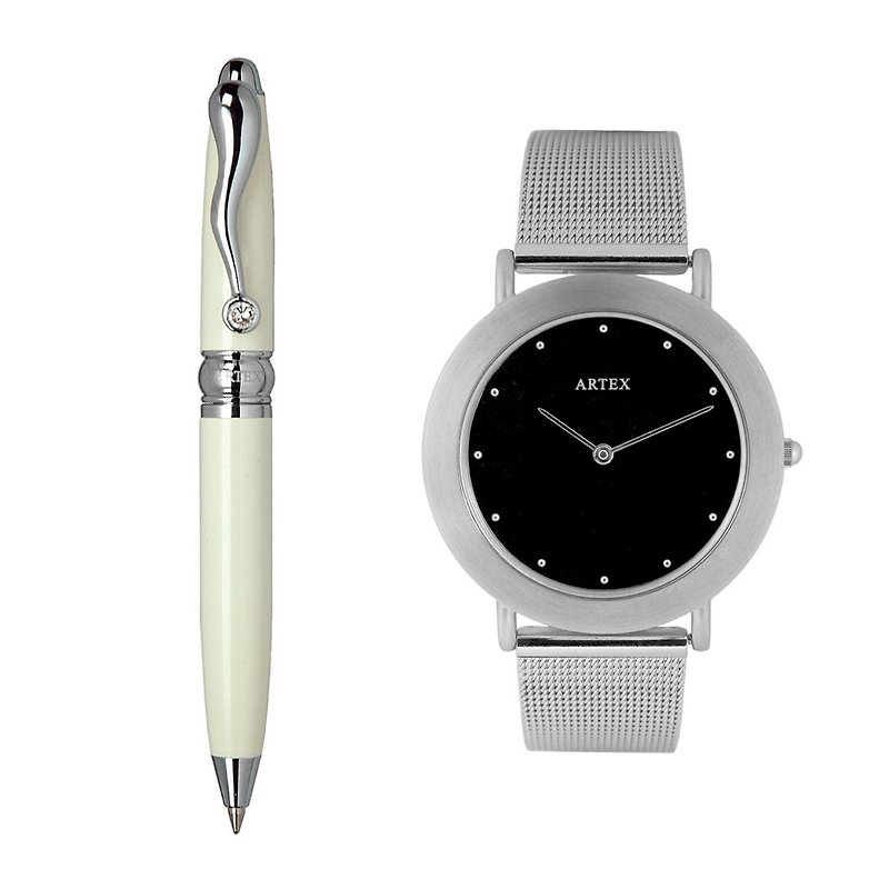 ARTEX 方晶随行白管+8204不锈钢手表-米兰表带/银36mm - 女表 - 不锈钢 银色