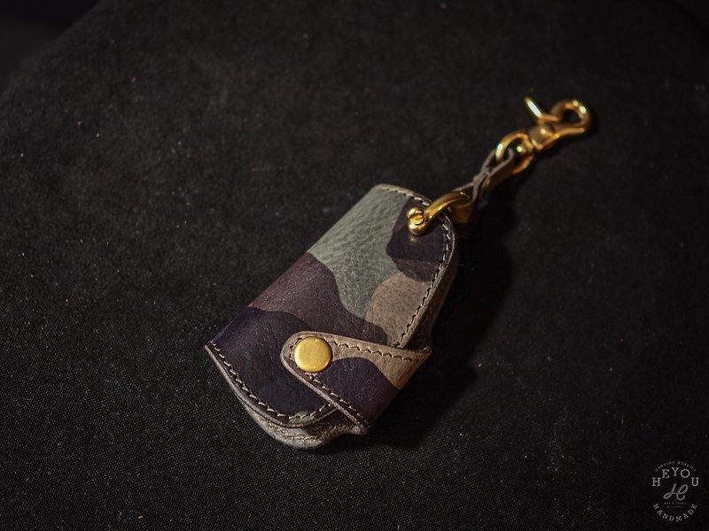 HEYOU handmade - Leather Key Holder 皮革钥匙套-迷彩灰 - 钥匙链/钥匙包 - 真皮 多色
