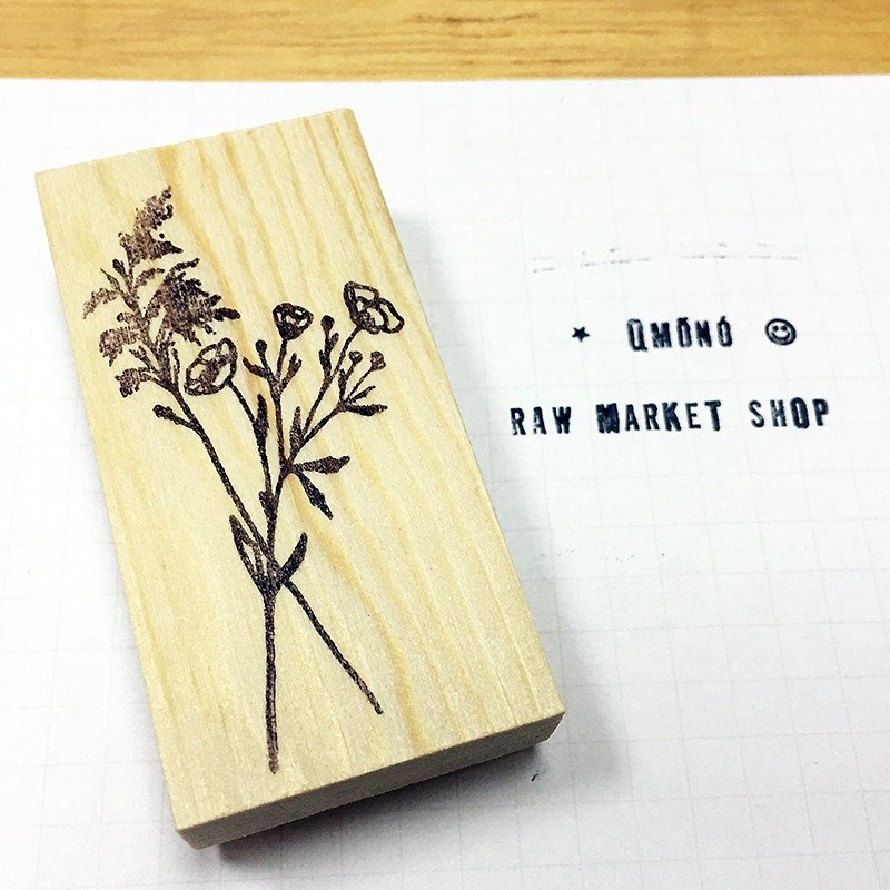 Raw Market Shop 原木印章【花卉系列 No.56】 - 印章/印台 - 木头 卡其色