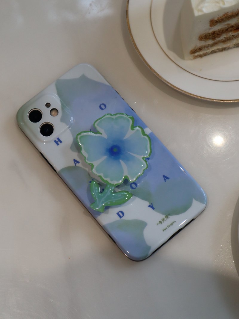 今天见 / 奶油花手机壳 蓝绿花瓣渐变硅胶手机保护壳手机支架 - 手机壳/手机套 - 其他材质 