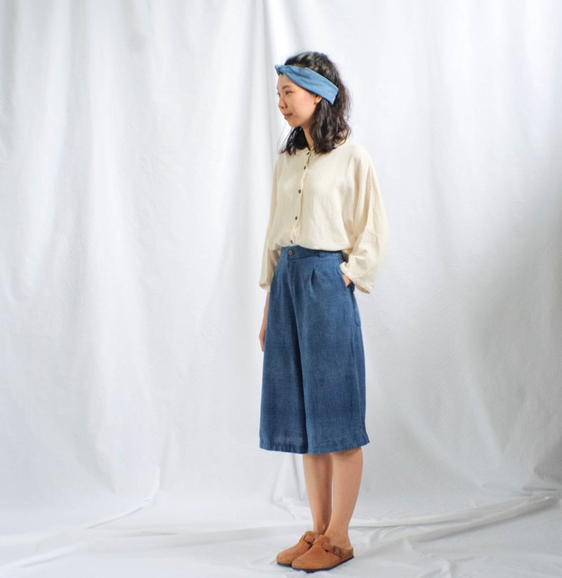 Indigo Natural Dyed Pants - 女装长裤 - 棉．麻 蓝色