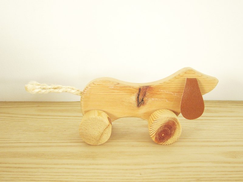芬兰皮耳朵溜溜实木小狗 - 玩具/玩偶 - 木头 咖啡色