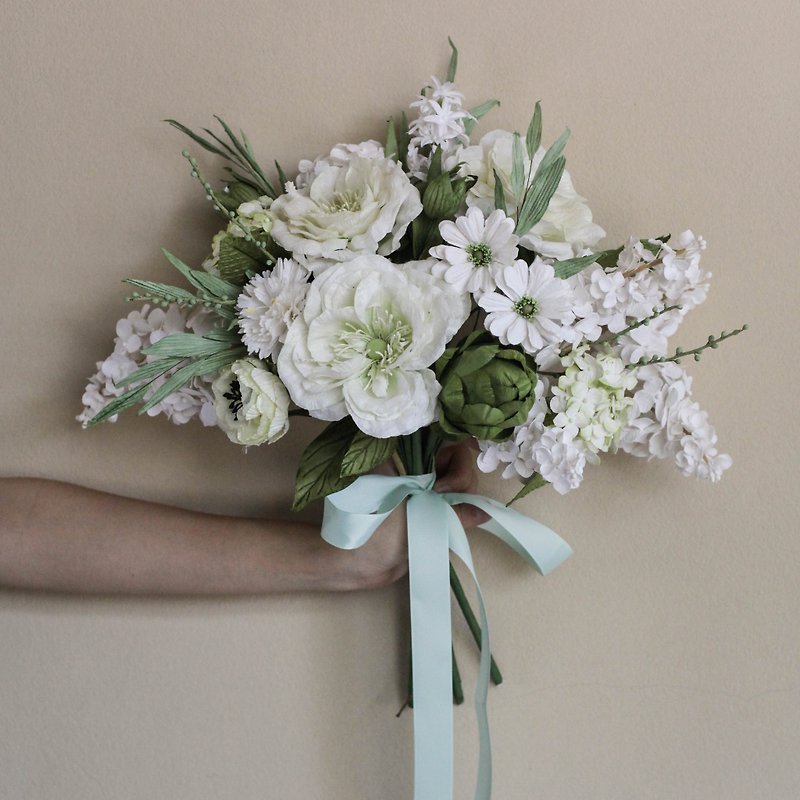 MB202 : Bridal Wedding Bouquet, My White Elegance - 木工/竹艺/纸艺 - 纸 白色