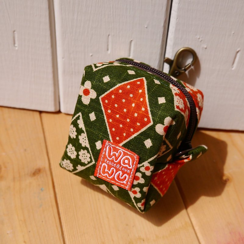WaWu 气球小包/零钱钥匙收纳包 (和风绿)日本布* - 皮夹/钱包 - 棉．麻 绿色
