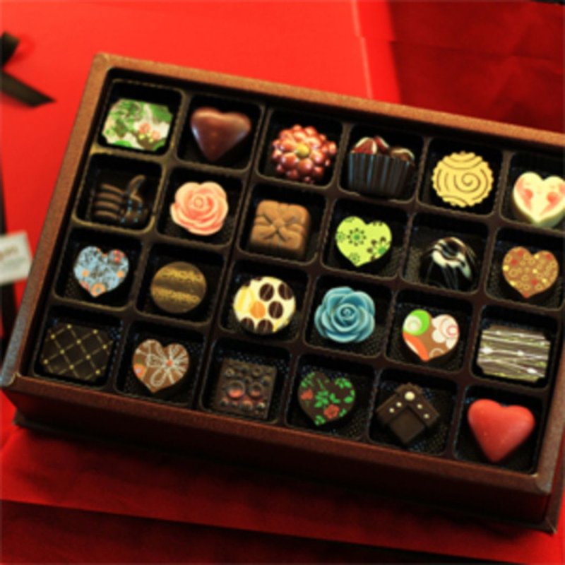 缤纷巧克力礼盒-24入手工花式含馅巧克力 - 巧克力 - 其他材质 咖啡色