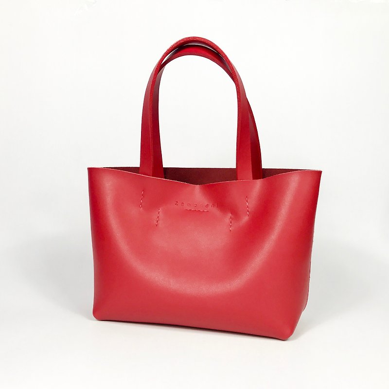 zemoneni 手作 红色 新年红 托特包 tote bag 小型 S - 手提包/手提袋 - 真皮 红色