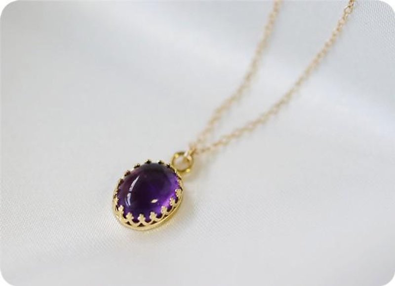 天然アメジストのベゼルネックレス 2月誕生石 - 项链 - 宝石 紫色