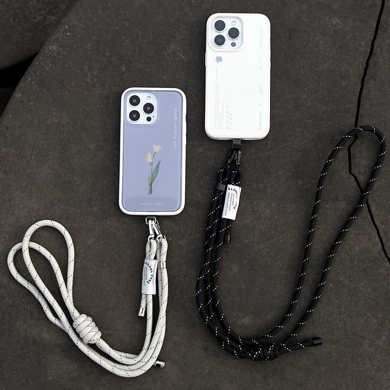 【Rope Cross - Lanyard】手机挂绳 含垫片 黑/灰 二色 - 手机配件 - 尼龙 灰色