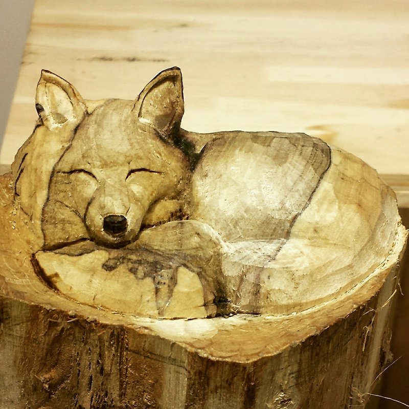 树中的狐狸 fox in the tree - 木工/竹艺/纸艺 - 木头 橘色