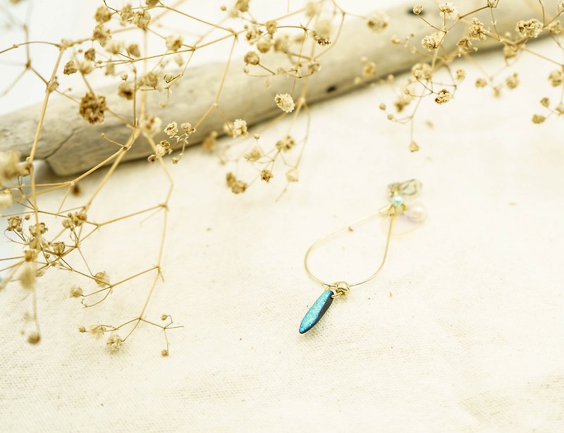 手工宝石耳环 | 人鱼的眼泪 - 耳环/耳夹 - 宝石 蓝色