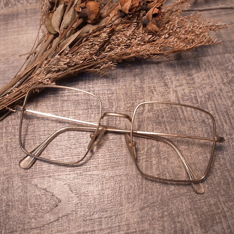老骨头 金色金属方型镜框A2 vintage - 眼镜/眼镜框 - 其他金属 金色