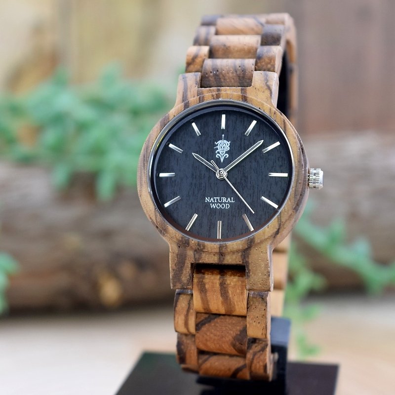 EINBAND Dank Zebrawood 32mm Wooden Watch - 对表/情侣表 - 木头 咖啡色