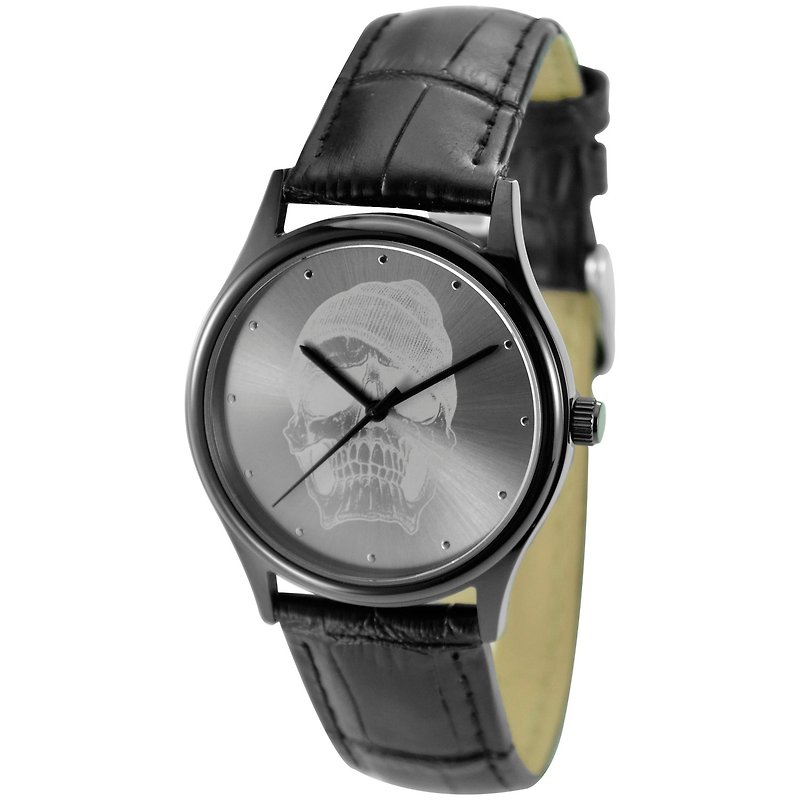 太阳纹表面手表 (戴冷帽的骷髅头) 中性设计 全球包邮 - 男表/中性表 - 不锈钢 黑色