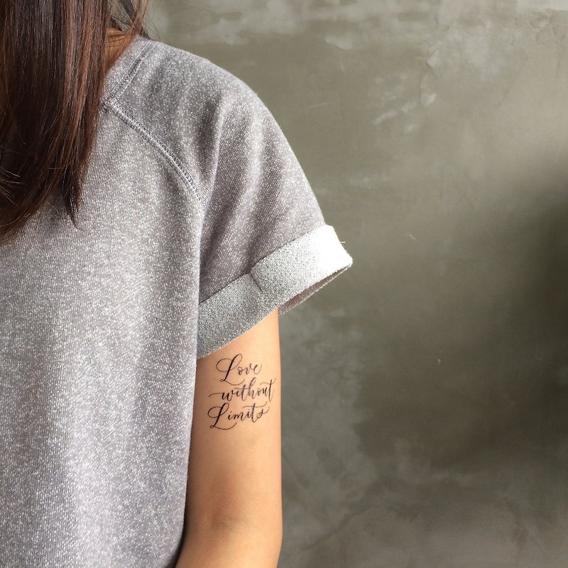 cottontatt // Love without Limits // 手写书法 纹身贴纸 - 纹身贴 - 其他材质 黑色