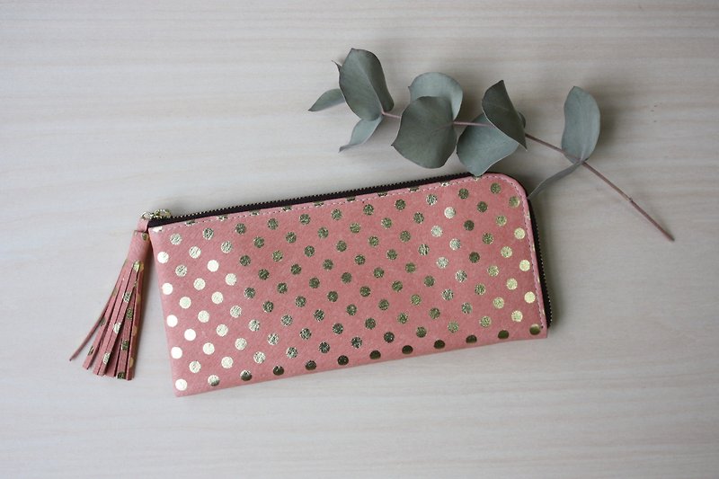 ピッグスキンのスリムな長財布　みずたまピンク - 皮夹/钱包 - 真皮 粉红色