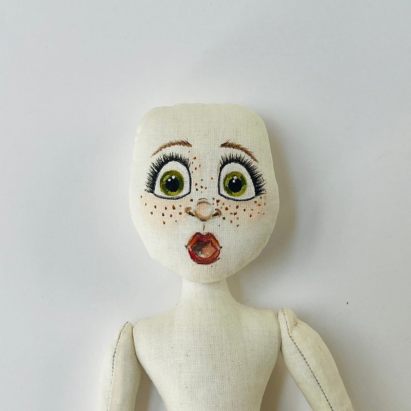 空白娃娃体带彩绘脸 10.43 英寸（26.5 厘米），娃娃体，布娃娃 - 玩具/玩偶 - 棉．麻 白色