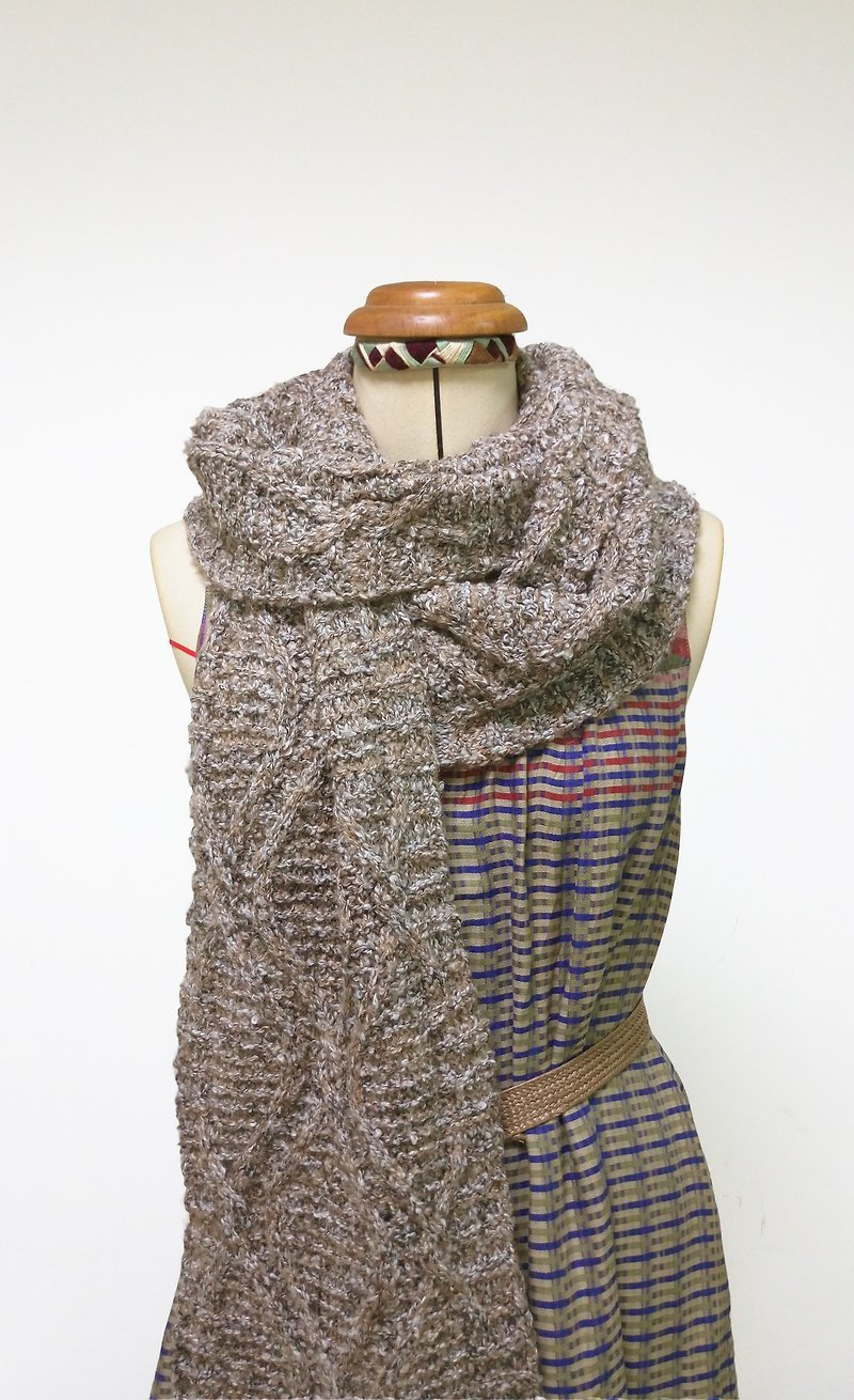 Lan毛线围巾(灰米) - 围巾/披肩 - 聚酯纤维 卡其色