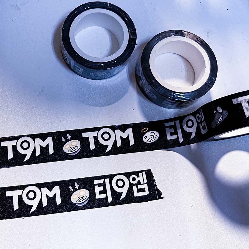 【T9M】티9엠 标志与角色们初回 15mm 日本和纸 纸胶带 500cm总长 - 纸胶带 - 纸 黑色