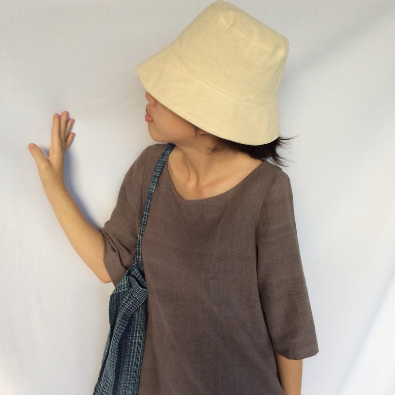 hand-woven cotton fabric with natural dyes long dress(gray) y2 - 洋装/连衣裙 - 棉．麻 灰色