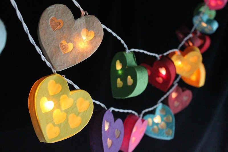 20 Heart Paper lantern String Lights for Home Decoration,Party,Wedding,Bedroom,Patio and Decoration - 灯具/灯饰 - 纸 