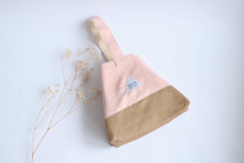 MaryWil造型手提小提袋-粉红/卡其 - 手提包/手提袋 - 棉．麻 粉红色