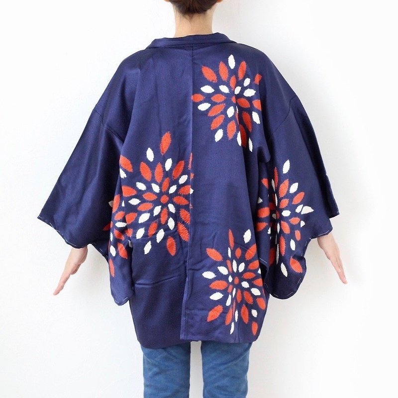 floral SHIBORI kimono, shibori, haori, silk kimono, kimono /3599 - 女装休闲/机能外套 - 丝．绢 蓝色