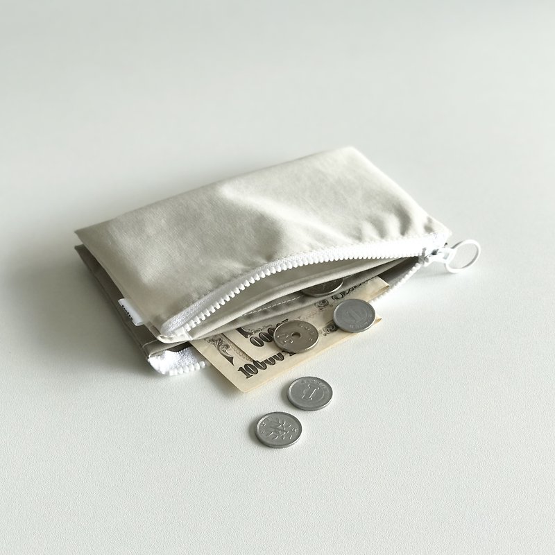 ivory × beige / バイカラー ミニウォレット - 皮夹/钱包 - 尼龙 白色
