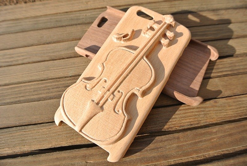 iphone6 /iphone6 PLUS 原木手机壳 - 3D立体大提琴造型款 (榉木) - 手机壳/手机套 - 木头 咖啡色