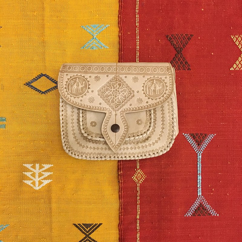 摩洛哥 手工 驼的皮肤原色 白骆驼包 - 侧背包/斜挎包 - 真皮 卡其色