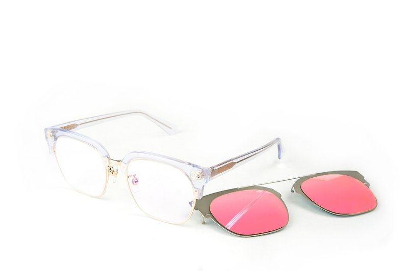 BEING 平光+前挂式太阳眼镜- 透粉色(透明纯净) - 眼镜/眼镜框 - 其他材质 粉红色