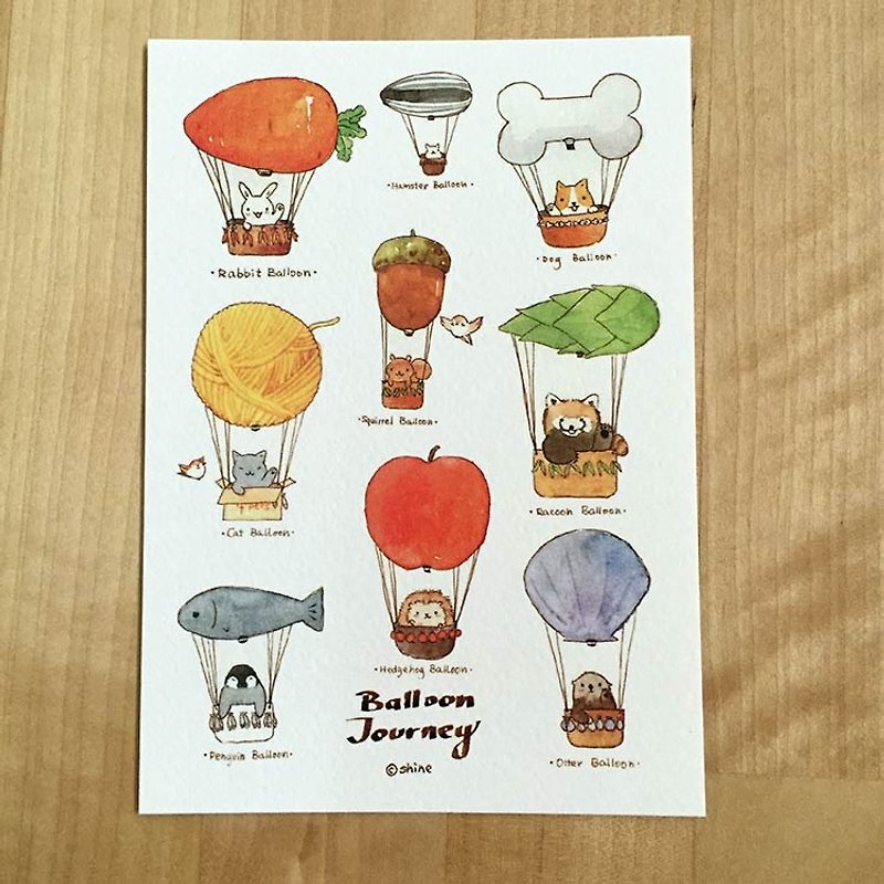 Balloon Journey小动物热气球集合版明信片-1枚入 - 卡片/明信片 - 纸 
