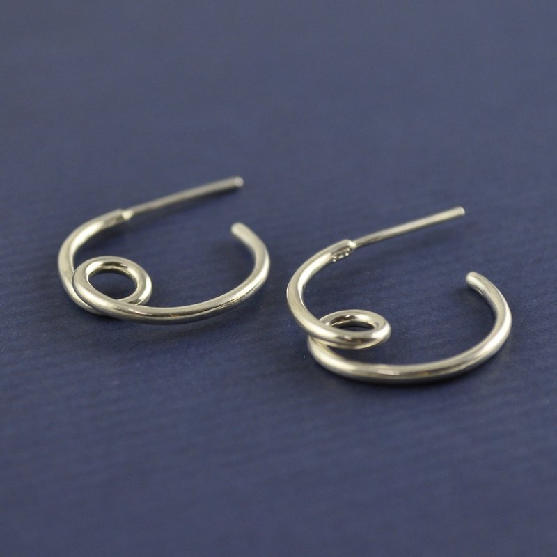 线圈耳环(一对) 纯银 - 耳环/耳夹 - 纯银 银色