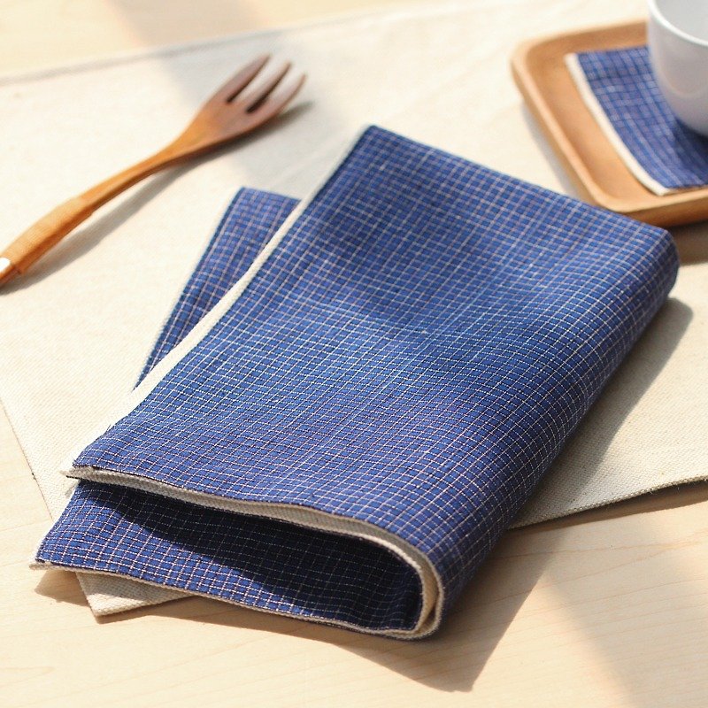 限量款桌垫 餐桌装饰 手织棉+亚麻双面 原创设计手制 - 餐垫/桌巾 - 棉．麻 蓝色