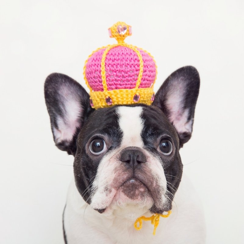 童话小皇后 宠物 狗狗 猫咪 手工编织订制皇冠 - 亮桃 圣诞礼盒 - 衣/帽 - 棉．麻 粉红色