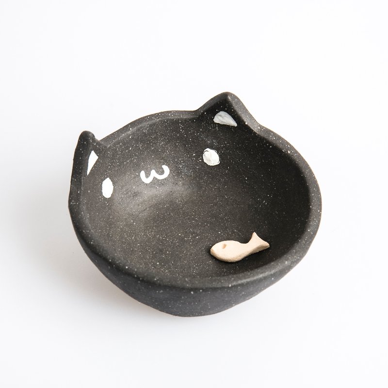 猫盘系列-大喵若鱼 - 花瓶/陶器 - 陶 黑色