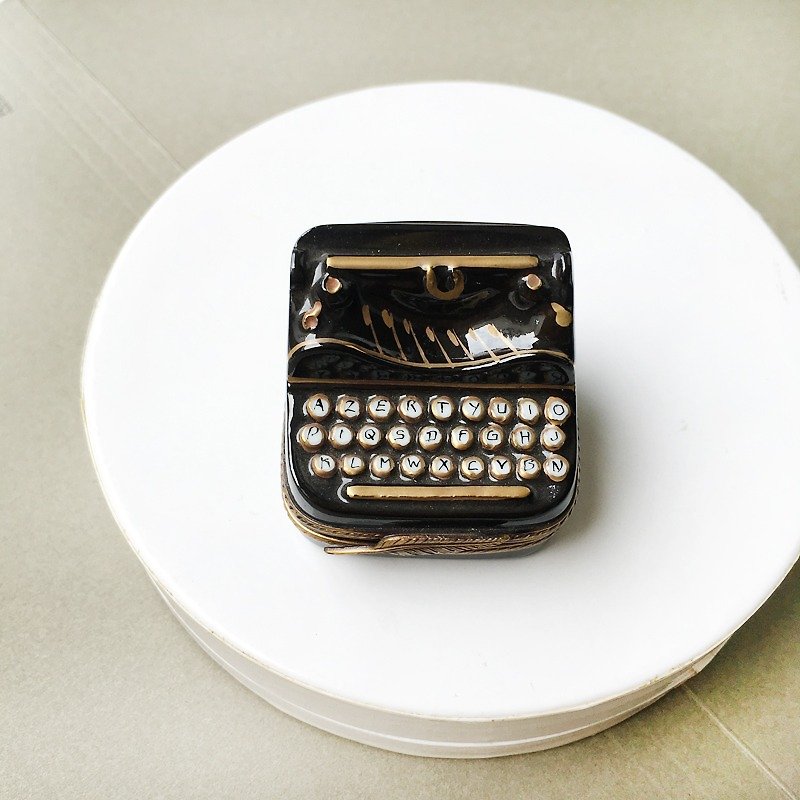 早期古件-法国mini打字机造型精致饰品盒 | 欧洲 手工 收藏 - 摆饰 - 瓷 黑色