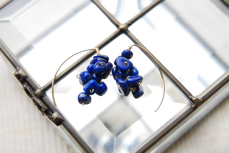 ラピスラズリのマーキスフックピアス１４kgf - 耳环/耳夹 - 半宝石 蓝色