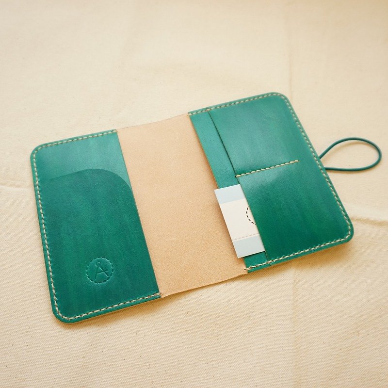 手染皮革护照套笔记本套-蓝绿色 - 护照夹/护照套 - 真皮 绿色