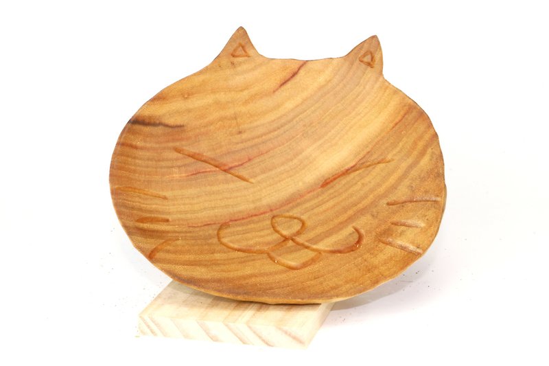 动物系列(猫咪)木盘--下午茶点心盘--木刻--纯手工--手作 - 浅碟/小碟子 - 木头 咖啡色