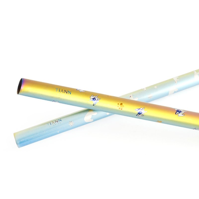 纯钛斜口吸管-雷雕极光(12mm) - 任选 2入组 赠收纳袋&清洁刷 - 环保吸管 - 其他金属 多色