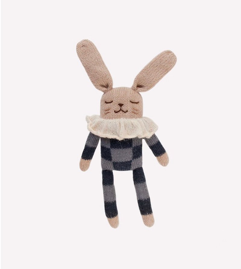 Bunny knit toy / navy check pyjamas - 玩具/玩偶 - 羊毛 