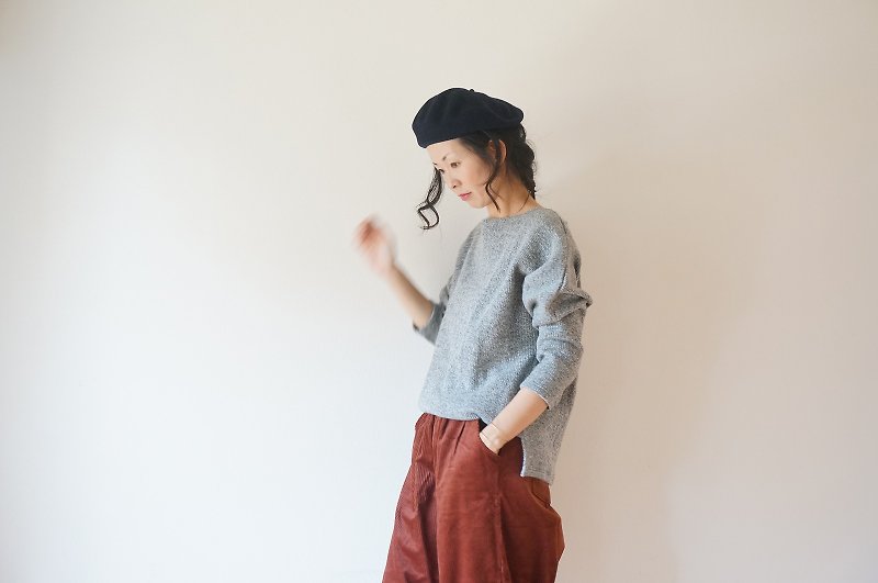 Cotton wool drop shoulder knit ladies GRAY - 女装针织衫/毛衣 - 棉．麻 灰色