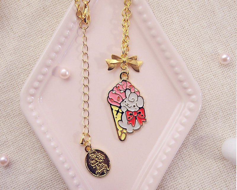 缇拉兔莓果冰淇淋项链-经典款 Tilabunny necklace-original - 项链 - 其他金属 粉红色